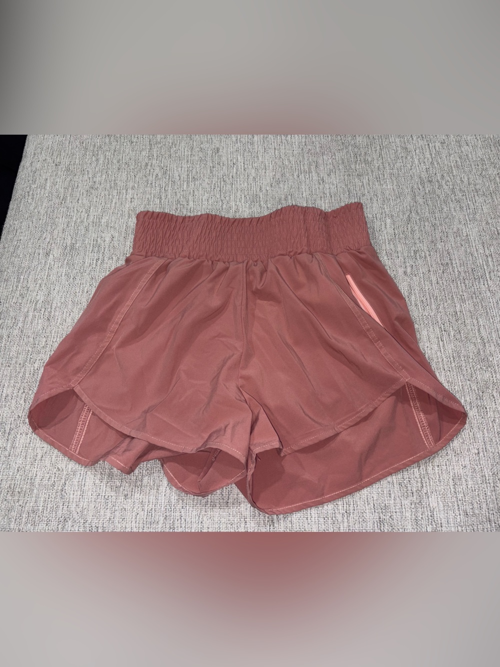 Athletic Flow Shorts in Dusty Rose with built in undergarment